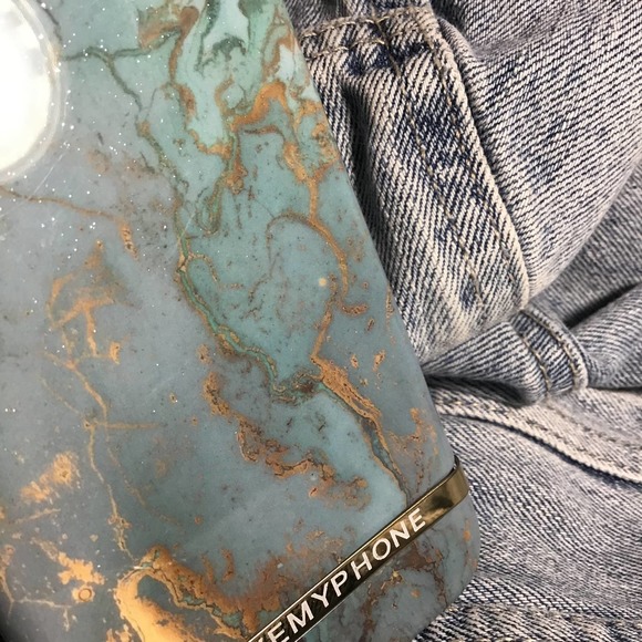 iPhone 7/8 Case Blue Gold Marble Print NEW Glossy Luxury Cover - Picture 4 of 6